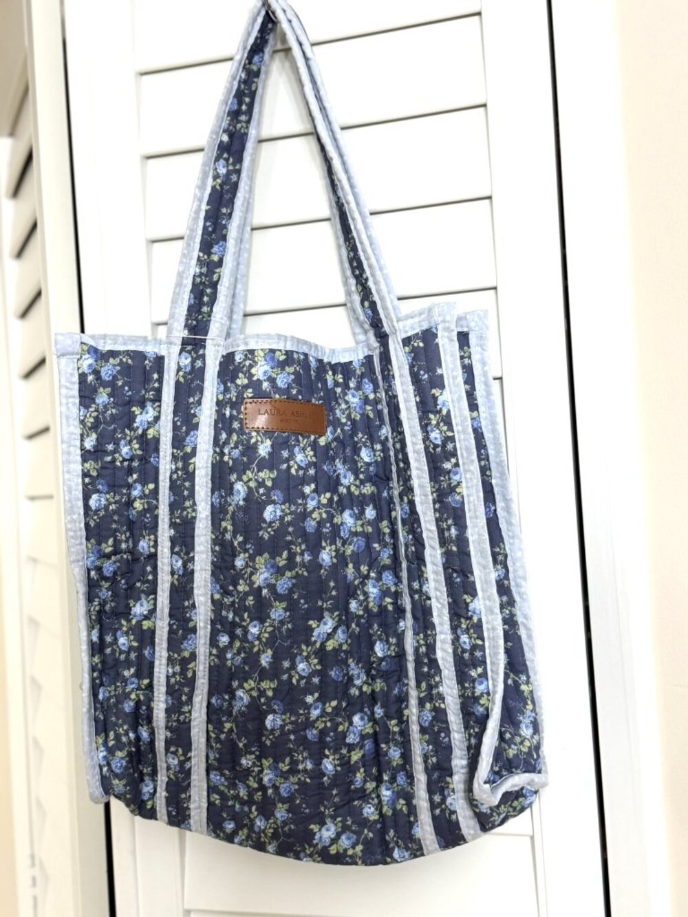 Laura Ashley Belinda Blush Cotton Quilted Floral Tote Bag NWT